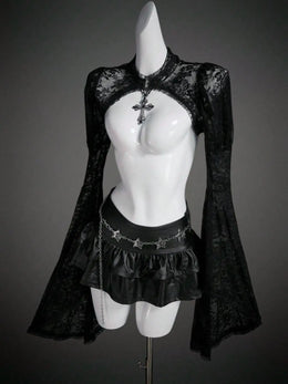KissICON Female Gothic-Style Grace Halloween Costume Black Top