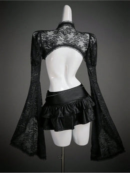KissICON Female Gothic-Style Grace Halloween Costume Black Top
