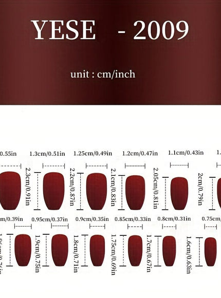 KissICON Female KissIcon 24Pcs Red Press On Nails Camellia French
