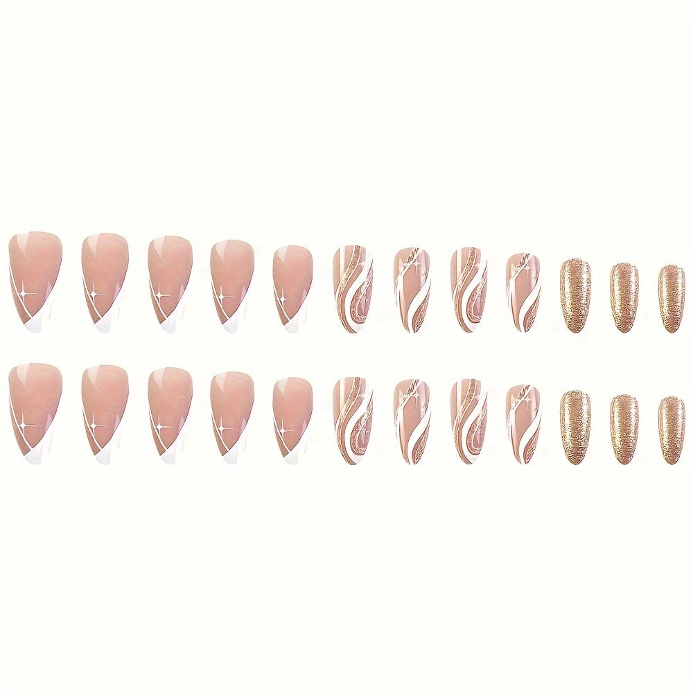 KissICON Female KissIcon Almond Press On Nails French Tips -