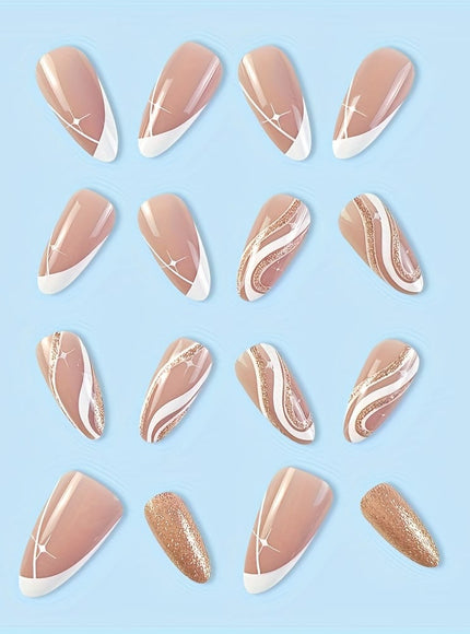 KissICON Female KissIcon Almond Press On Nails French Tips -