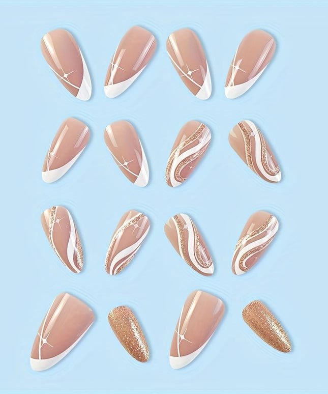 KissICON Female KissIcon Almond Press On Nails French Tips -