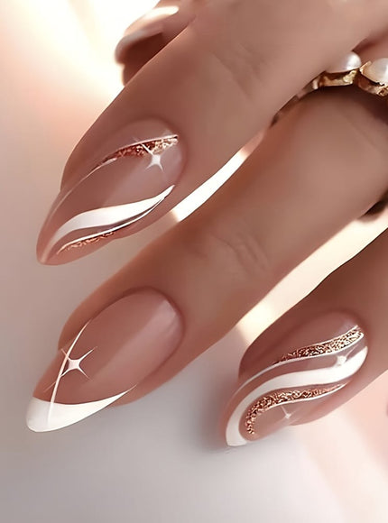 KissICON Female KissIcon Almond Press On Nails French Tips -