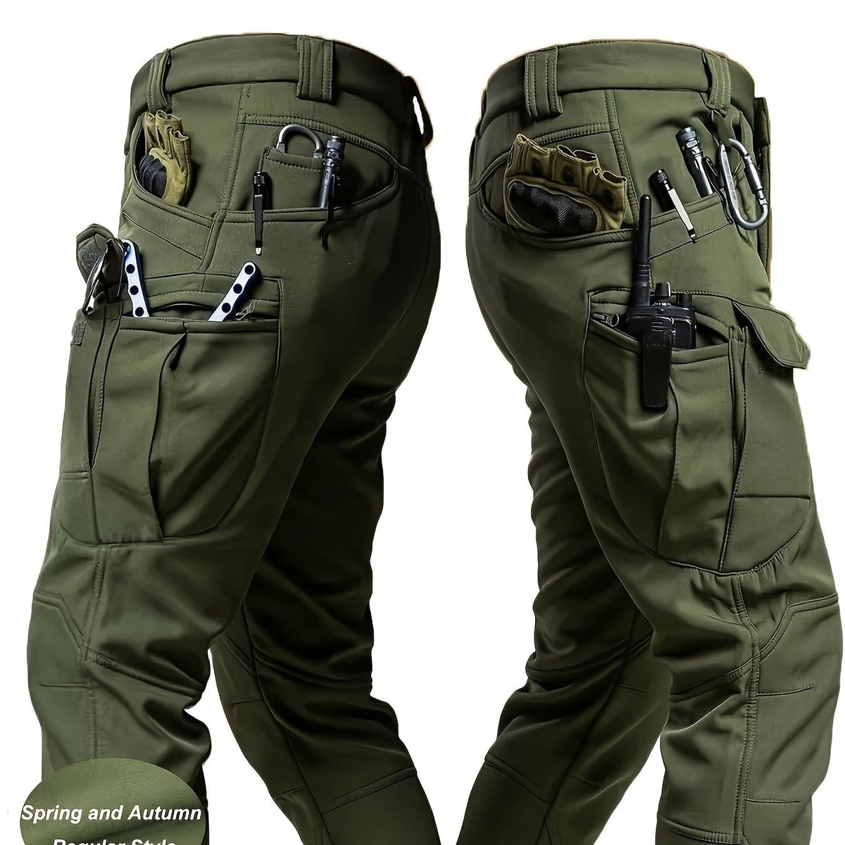 KissICON fern green / UK 40-42 Durable MultiPocket Mens Outdoor Work  Tactical Trousers