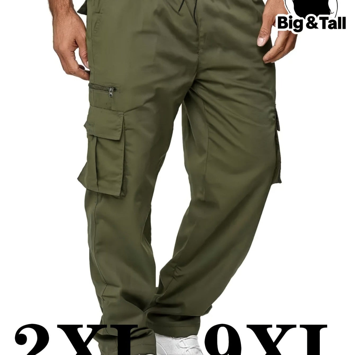 KissICON fern green / UK 60-62 Big  Tall Mens Comfortable Work Pants