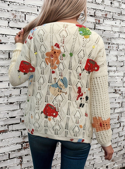 KissICON Festive Curve Christmas Print Sweater