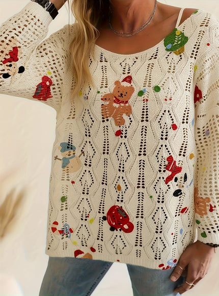 KissICON Festive Curve Christmas Print Sweater