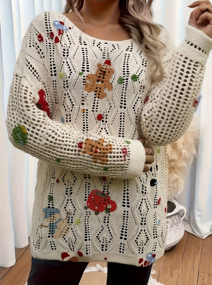 KissICON Festive Curve Christmas Print Sweater