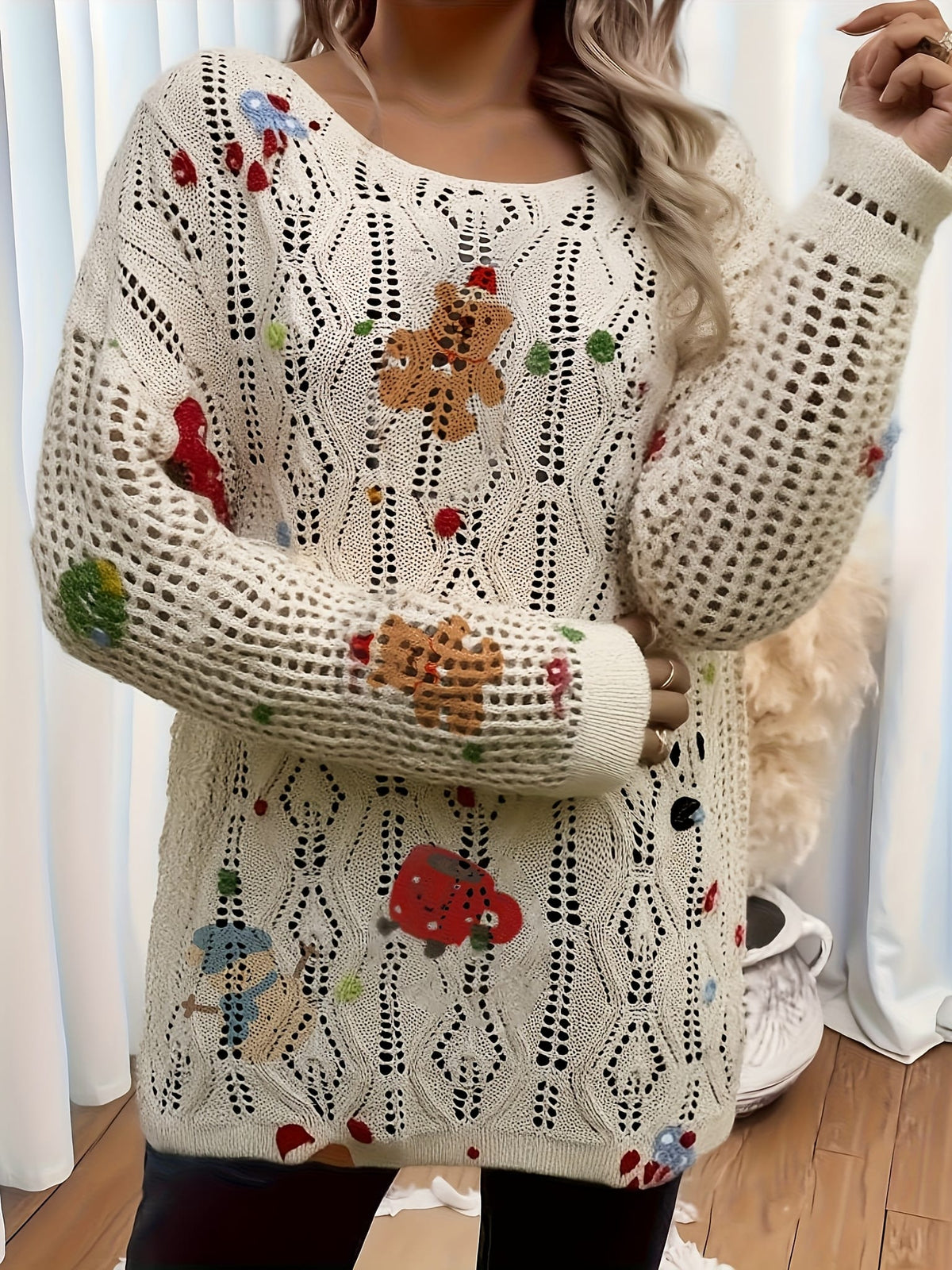 KissICON Festive Curve Christmas Print Sweater
