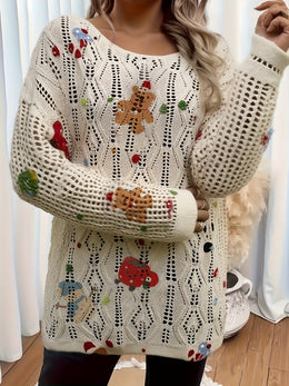 KissICON Festive Curve Christmas Print Sweater