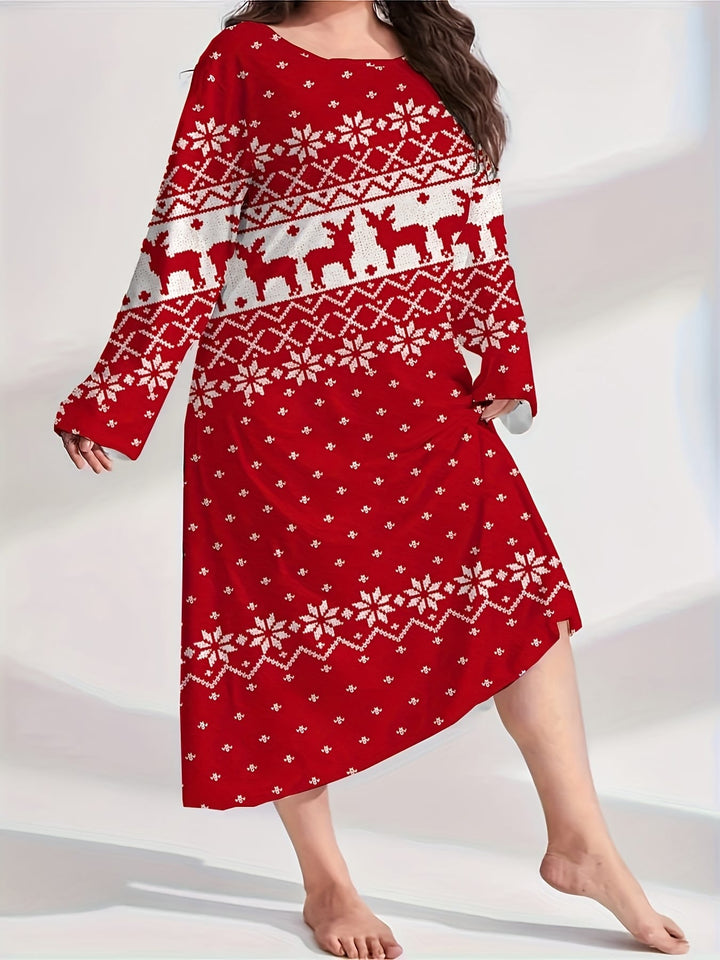 Festive Curve Red Snowflake Reindeer