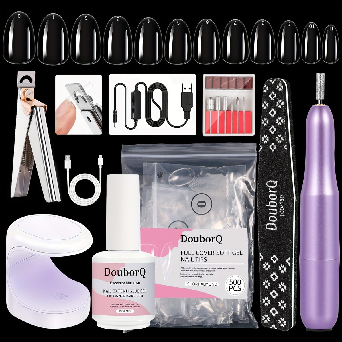 KissICON FGl KissIcon Coffin Nail Tips Gel X Kit -