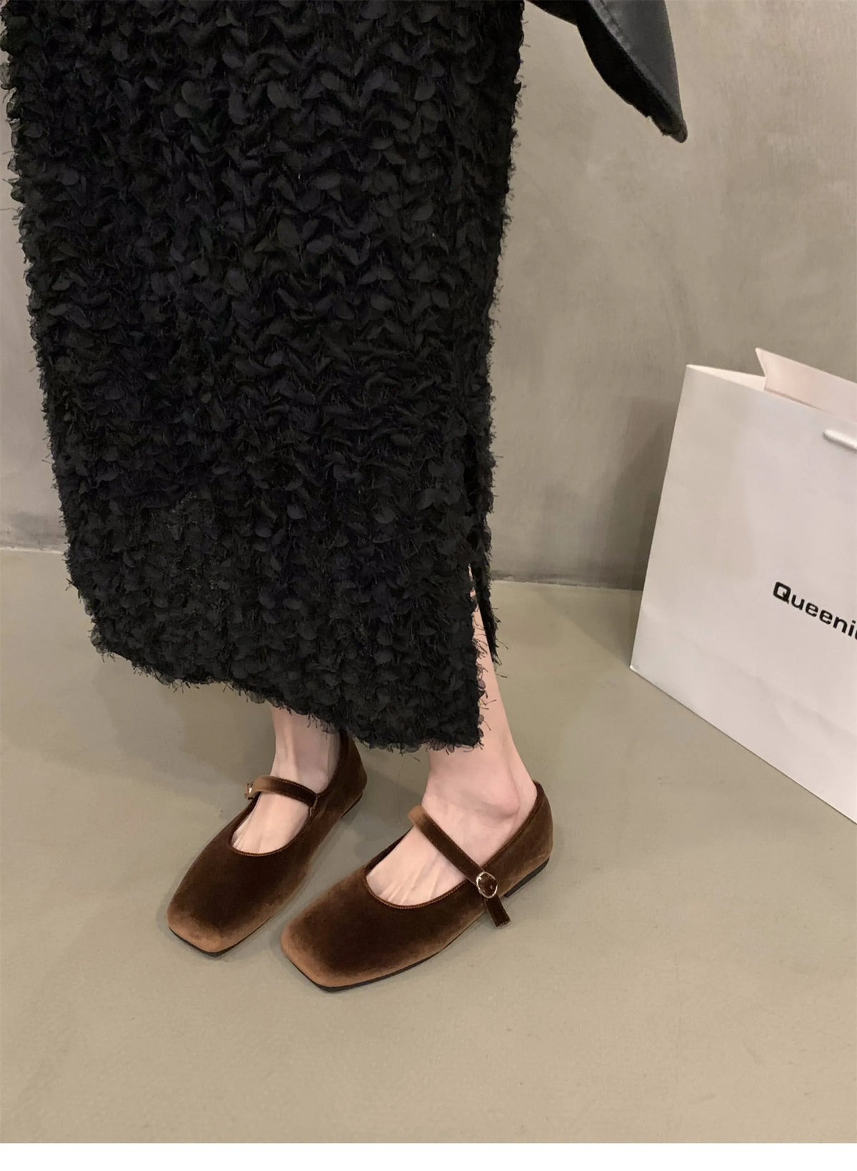 KissICON Flat Shoes for Women Autumn Mary Jane Hairy