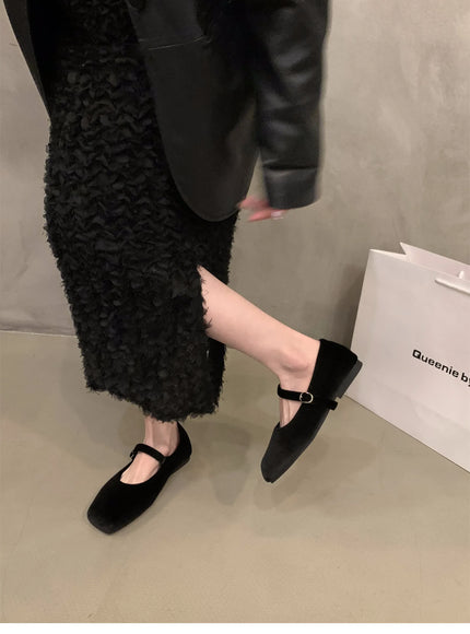 KissICON Flat Shoes for Women Autumn Mary Jane Hairy