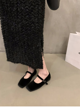 KissICON Flat Shoes for Women Autumn Mary Jane Hairy