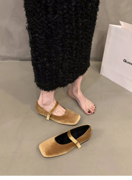 KissICON Flat Shoes for Women Autumn Mary Jane Hairy