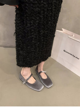 KissICON Flat Shoes for Women Autumn Mary Jane Hairy