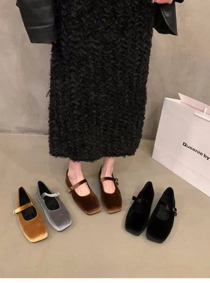 KissICON Flat Shoes for Women Autumn Mary Jane Hairy
