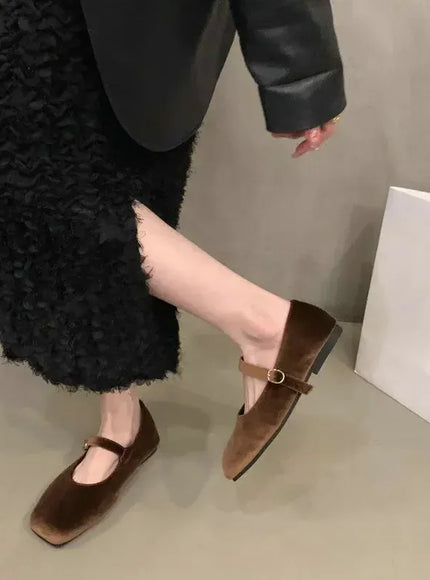 KissICON Flat Shoes for Women Autumn Mary Jane Hairy