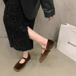 KissICON Flat Shoes for Women Autumn Mary Jane Hairy