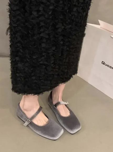 KissICON Flat Shoes for Women Autumn Mary Jane Hairy