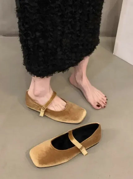 KissICON Flat Shoes for Women Autumn Mary Jane Hairy