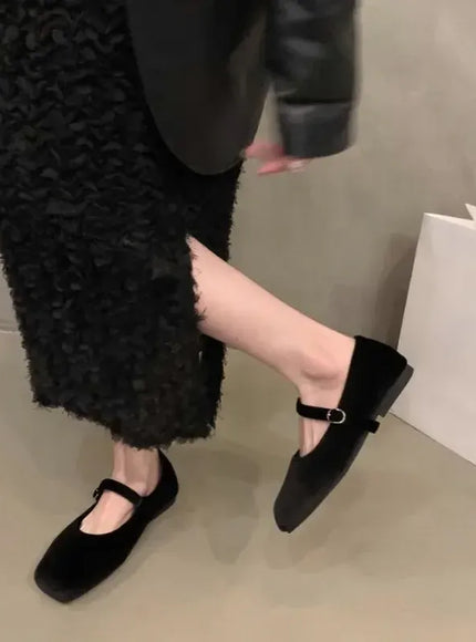 KissICON Flat Shoes for Women Autumn Mary Jane Hairy