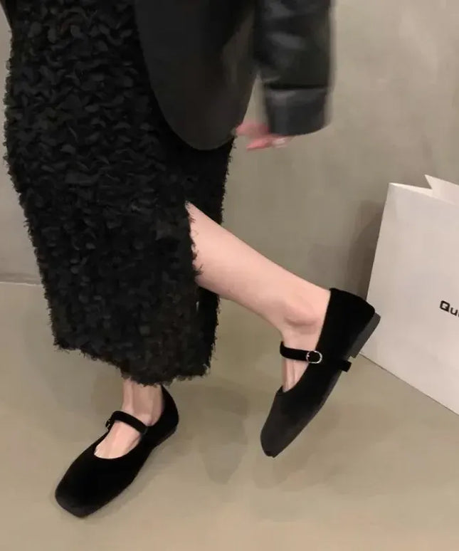 KissICON Flat Shoes for Women Autumn Mary Jane Hairy