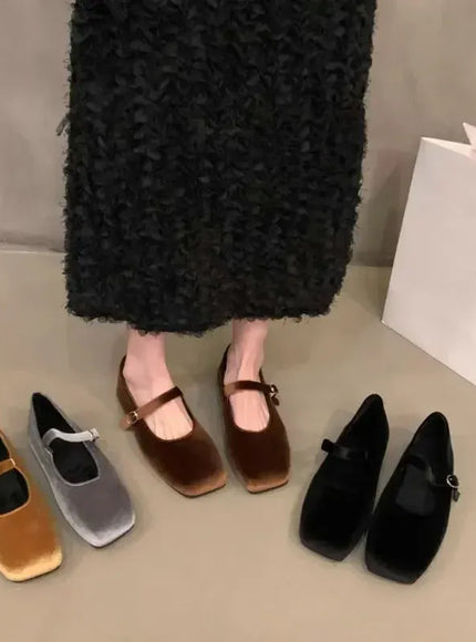 KissICON Flat Shoes for Women Autumn Mary Jane Hairy
