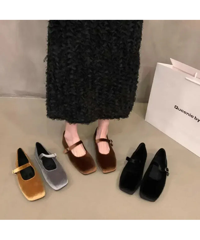 KissICON Flat Shoes for Women Autumn Mary Jane Hairy