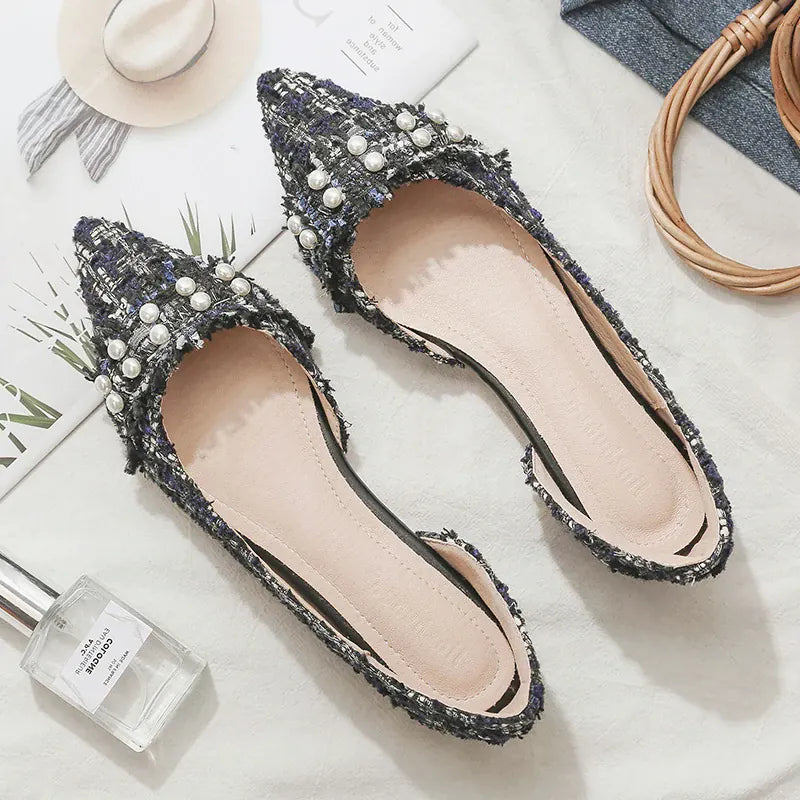 KissICON Flat Shoes for Women Pointed Toes Shallow Cuts