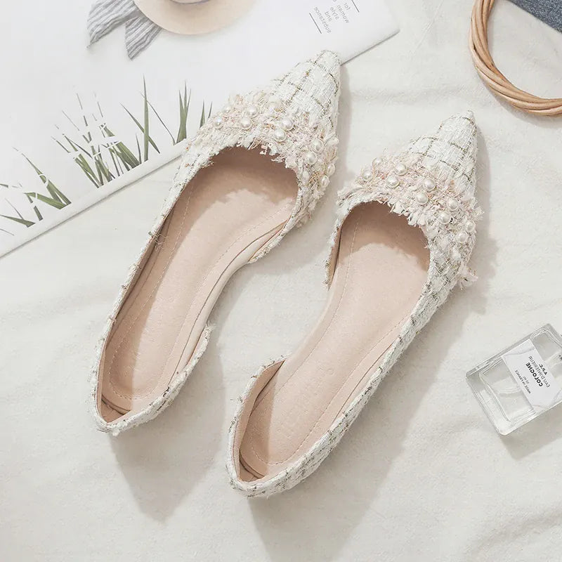 KissICON Flat Shoes for Women Pointed Toes Shallow Cuts