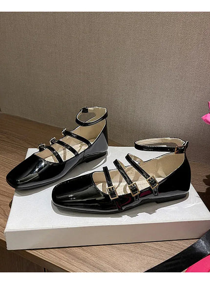 KissICON Flat Shoes for Women Retro French Black Mary