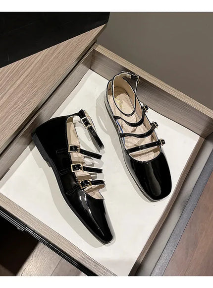 KissICON Flat Shoes for Women Retro French Black Mary