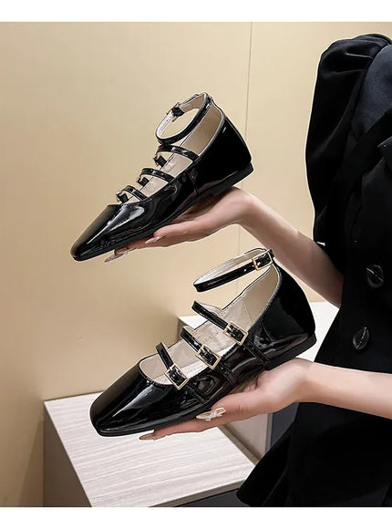 KissICON Flat Shoes for Women Retro French Black Mary