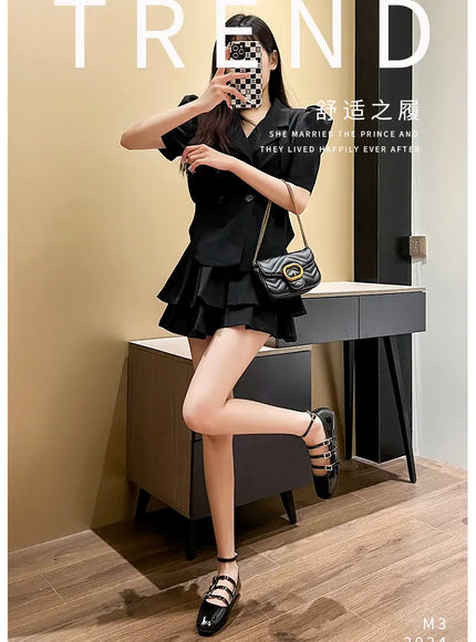 KissICON Flat Shoes for Women Retro French Black Mary