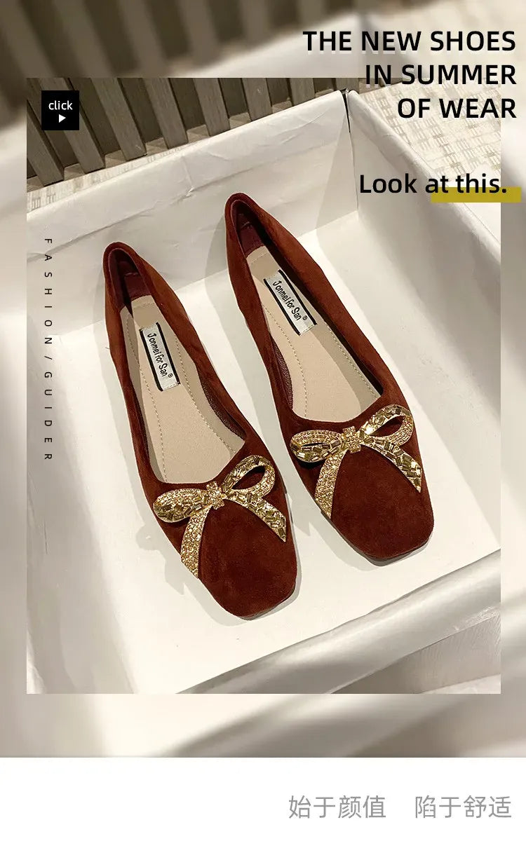 KissICON Flat Shoes for Women's New Spring Summer Square