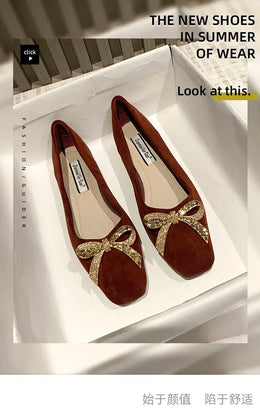 KissICON Flat Shoes for Women's New Spring Summer Square