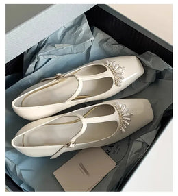 KissICON Flat shoes for women's spring autumn square toe
