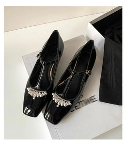 KissICON Flat shoes for women's spring autumn square toe