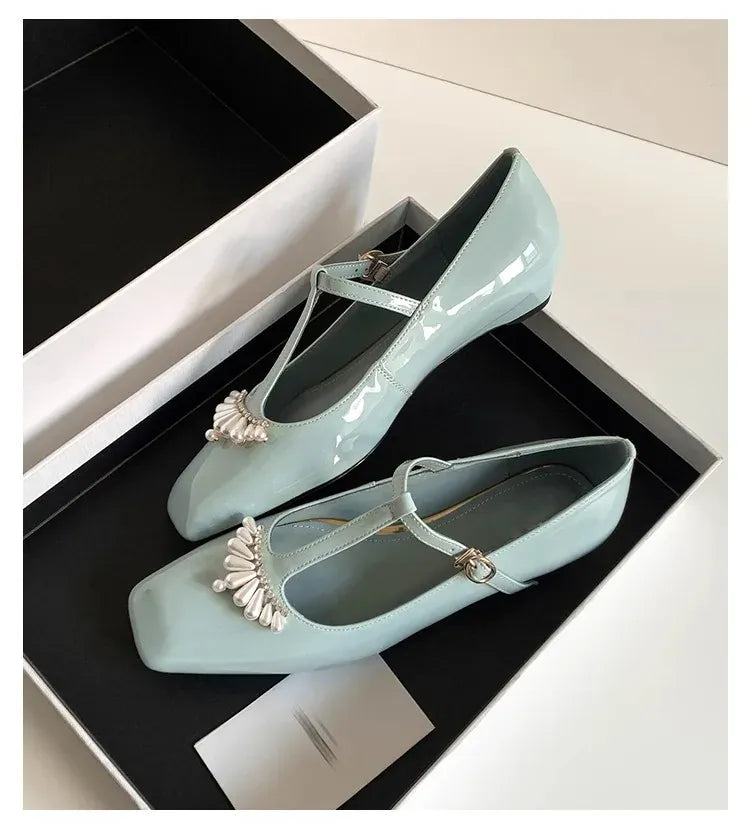 KissICON Flat shoes for women's spring autumn square toe