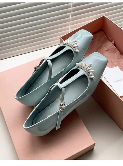 KissICON Flat shoes for women's spring autumn square toe