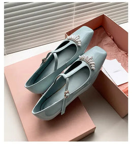 KissICON Flat shoes for women's spring autumn square toe