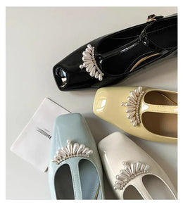 KissICON Flat shoes for women's spring autumn square toe