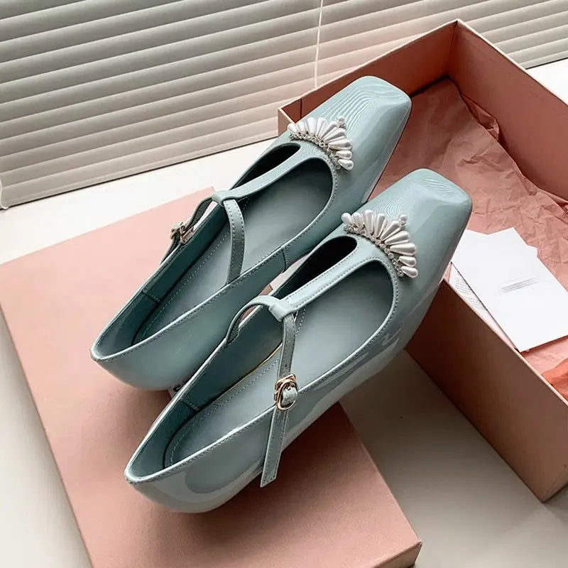 KissICON Flat shoes for women's spring autumn square toe