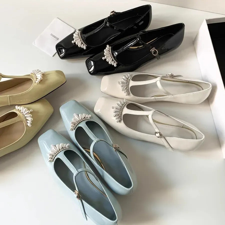 KissICON Flat shoes for women's spring autumn square toe