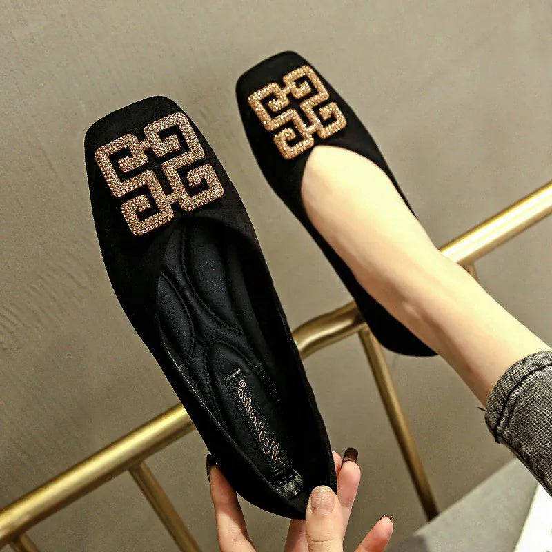 KissICON Flat Shoes for Women's Spring New Square Toe
