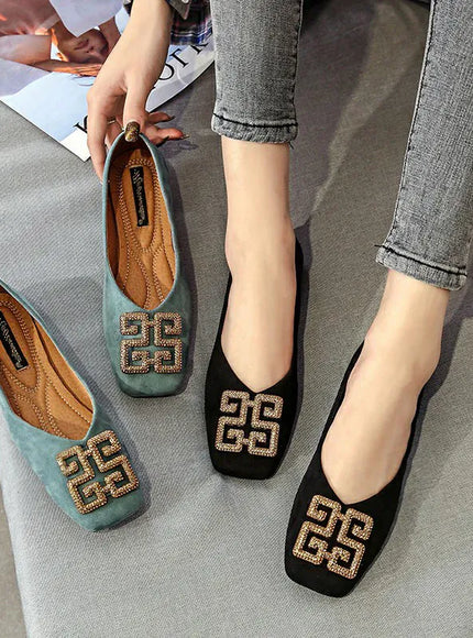 KissICON Flat Shoes for Women's Spring New Square Toe