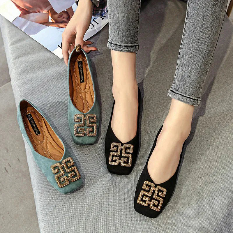 KissICON Flat Shoes for Women's Spring New Square Toe