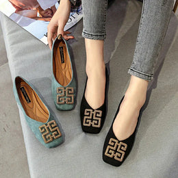 KissICON Flat Shoes for Women's Spring New Square Toe
